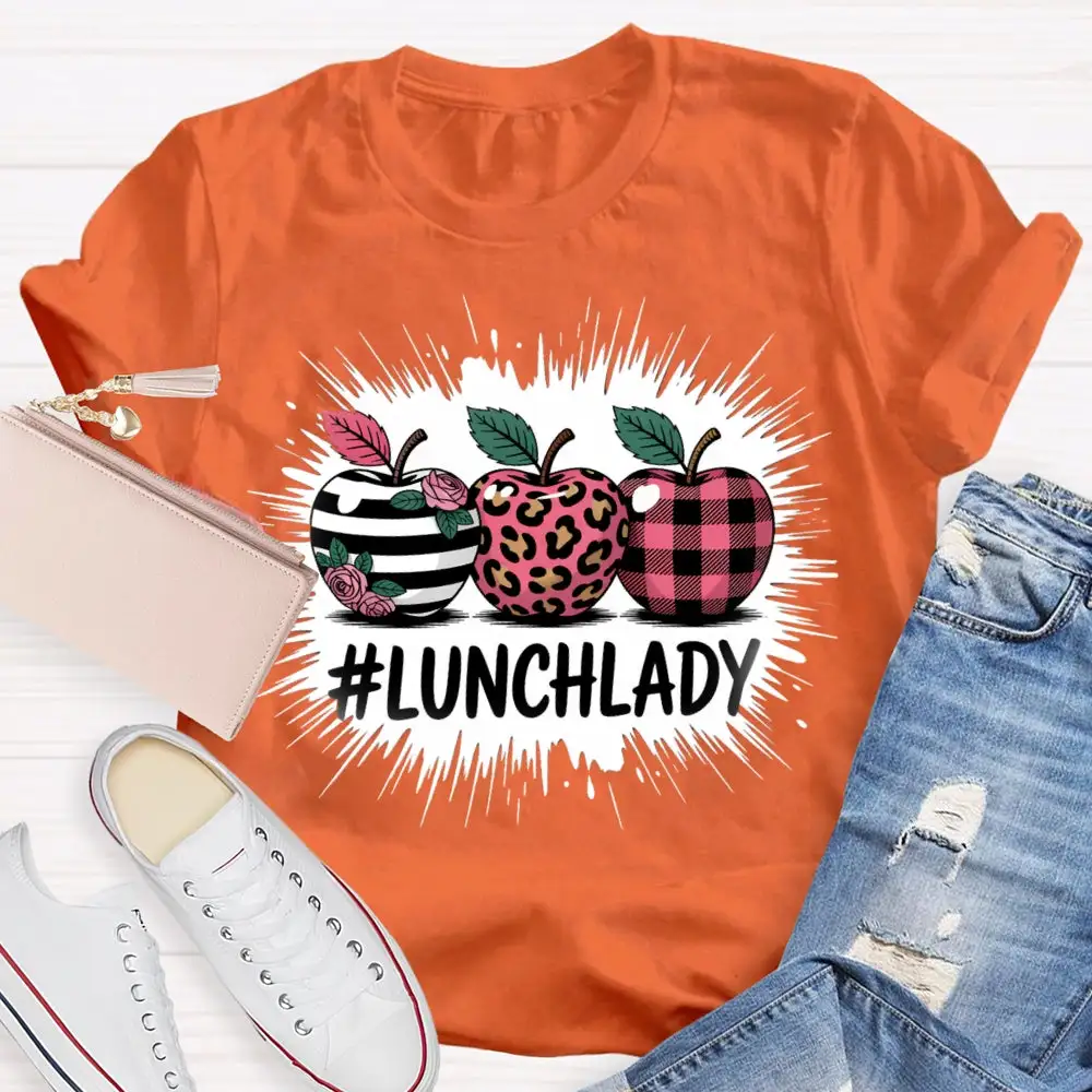 Lunch Lady Red Leopard Print Apple T-Shirt