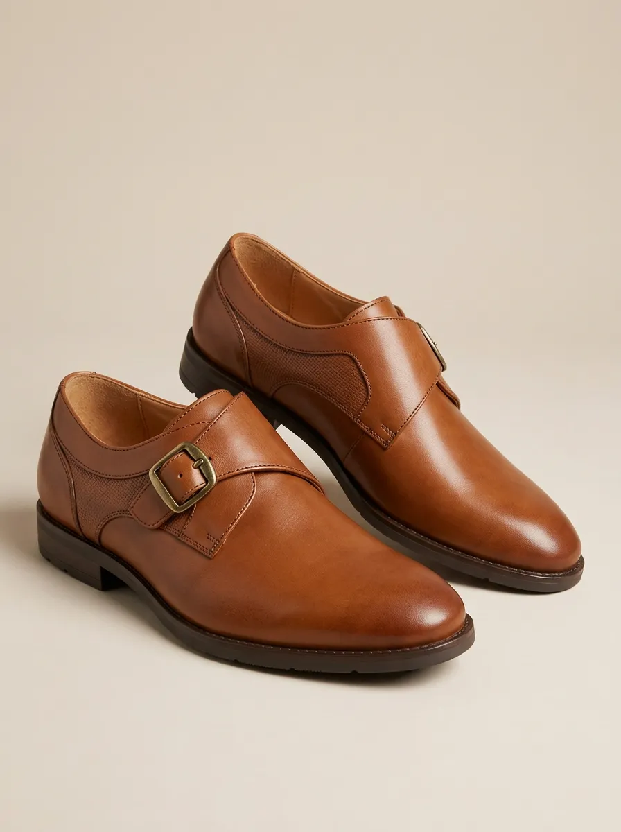 Men's Business Formal Leather Monk Strap Shoes