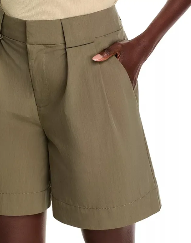 Pleated Cotton Nylon Shorts