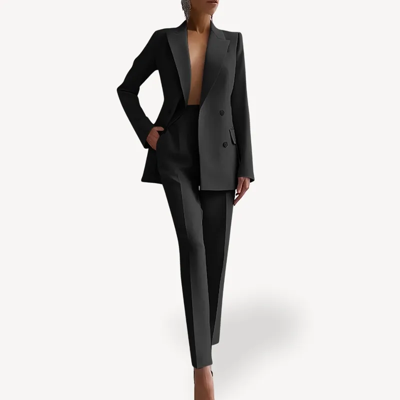 Formal Tailored Suit Set with Long Blazer