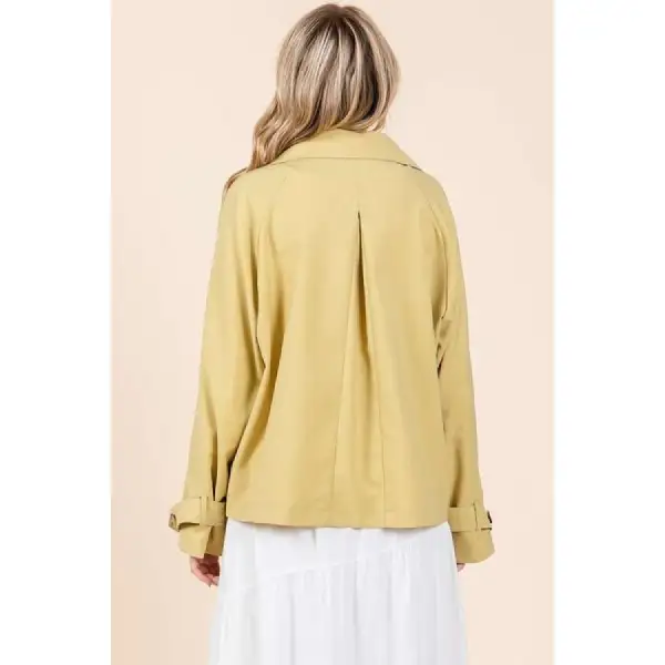 Double Breasted Long Sleeve Trench Coat Jacket