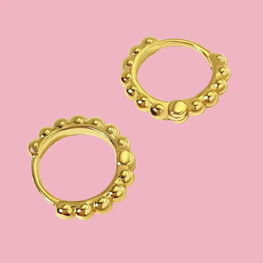 Smooth Beaded Hoop Earrings