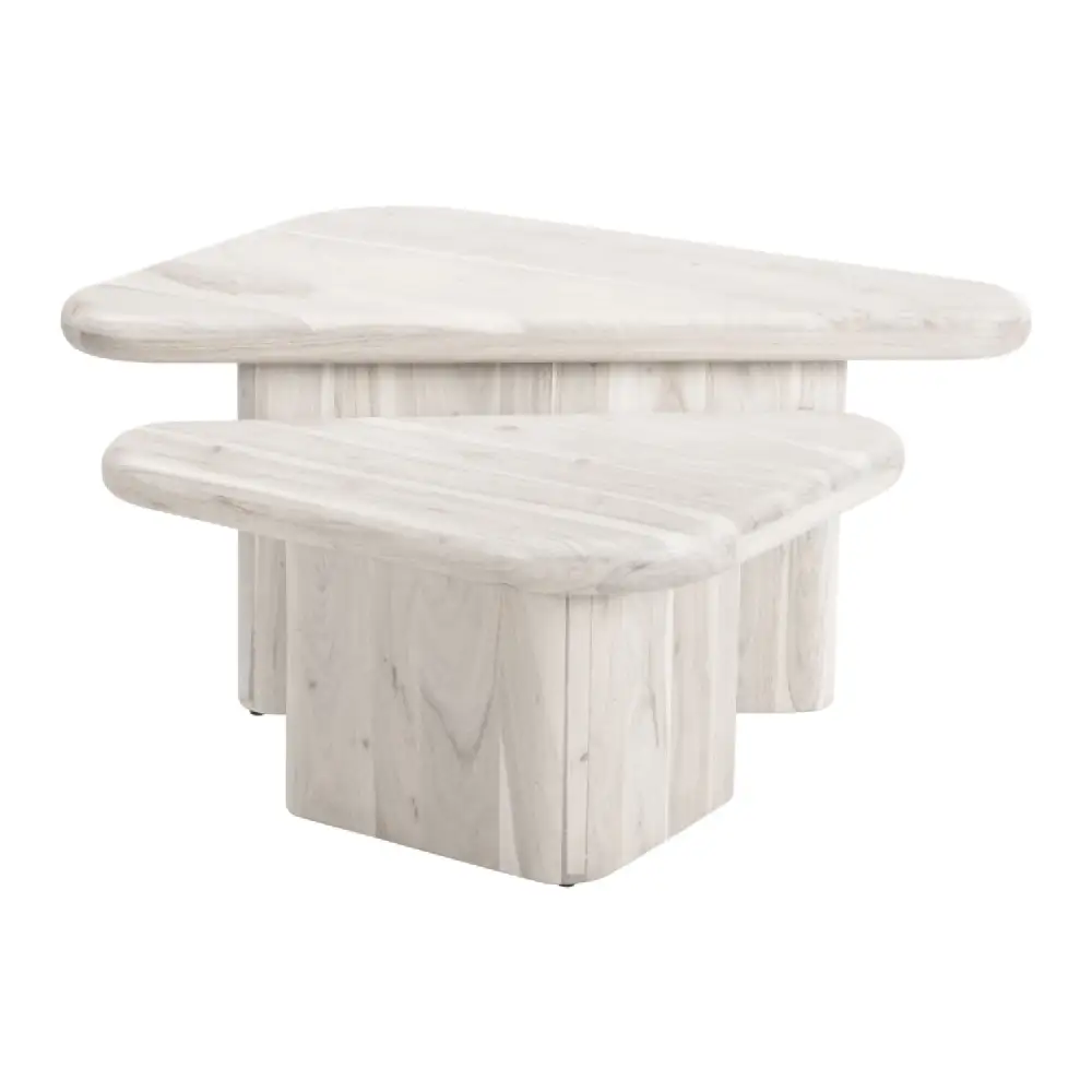 Whitewashed Acacia Coffee Table Set