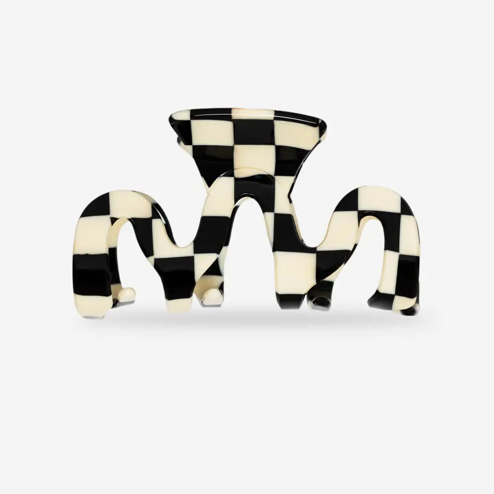 Elegant Wave Checkered Pattern Hair Clip