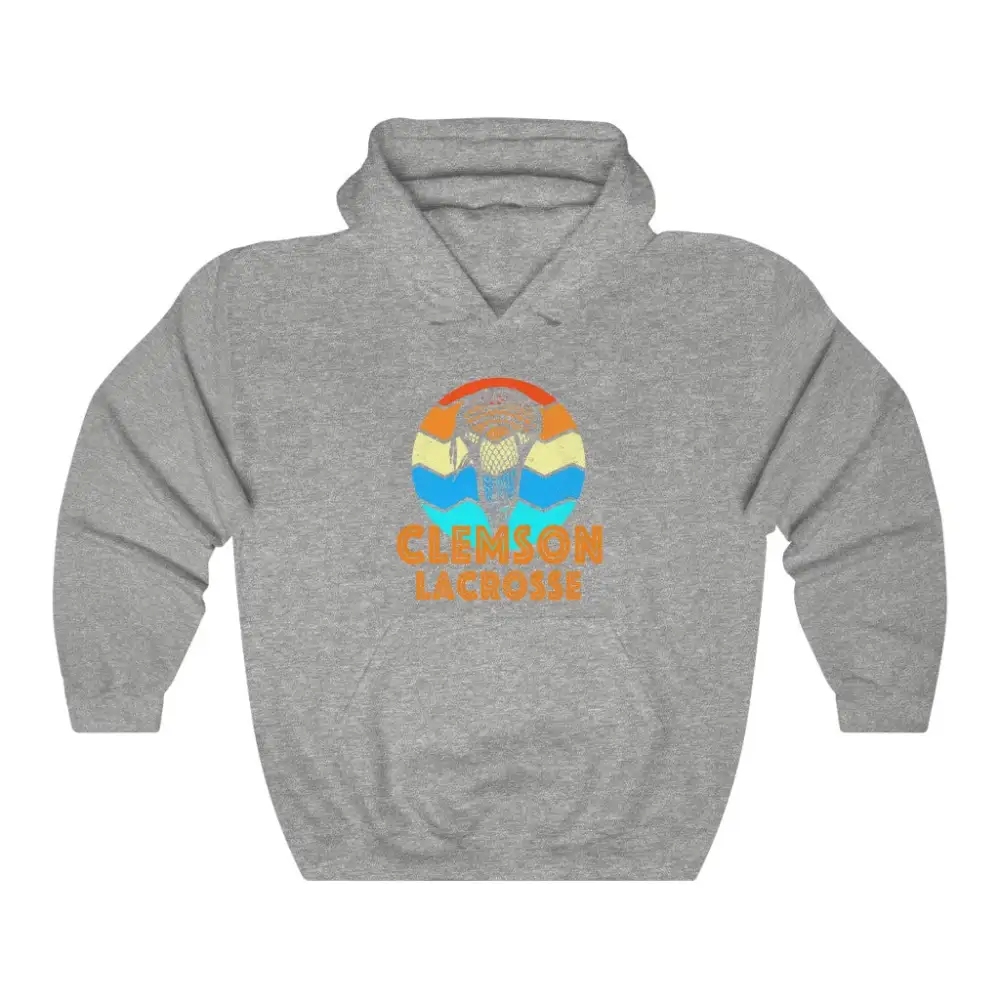 Retro Sunset Lacrosse Graphic Pullover Hoodie