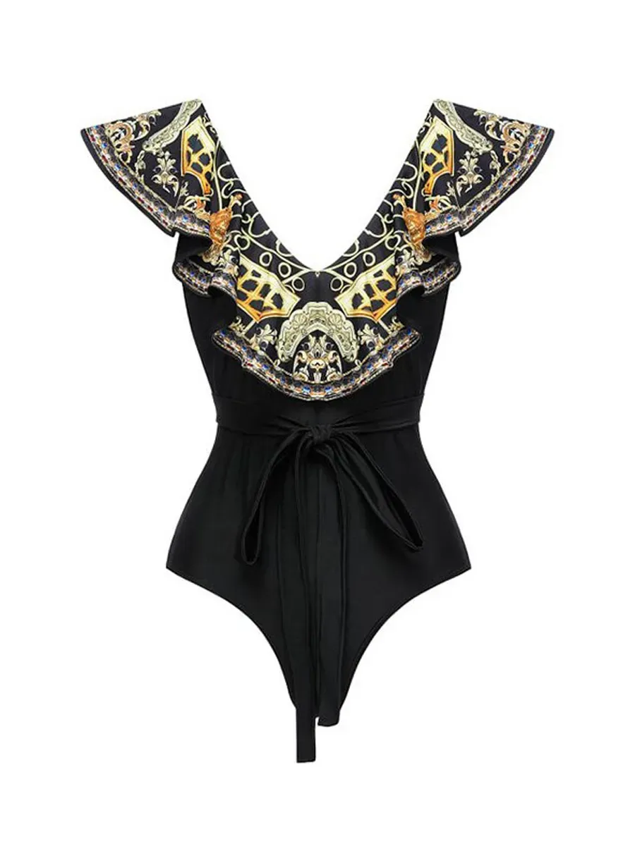 Alora Gold Printed Swimsuit Set
