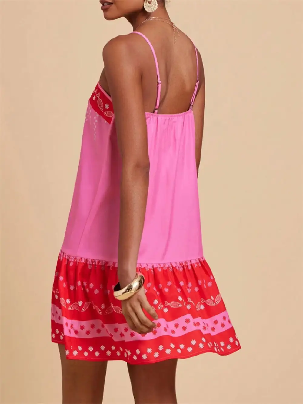 Spaghetti-Strap Printed Mini Dress