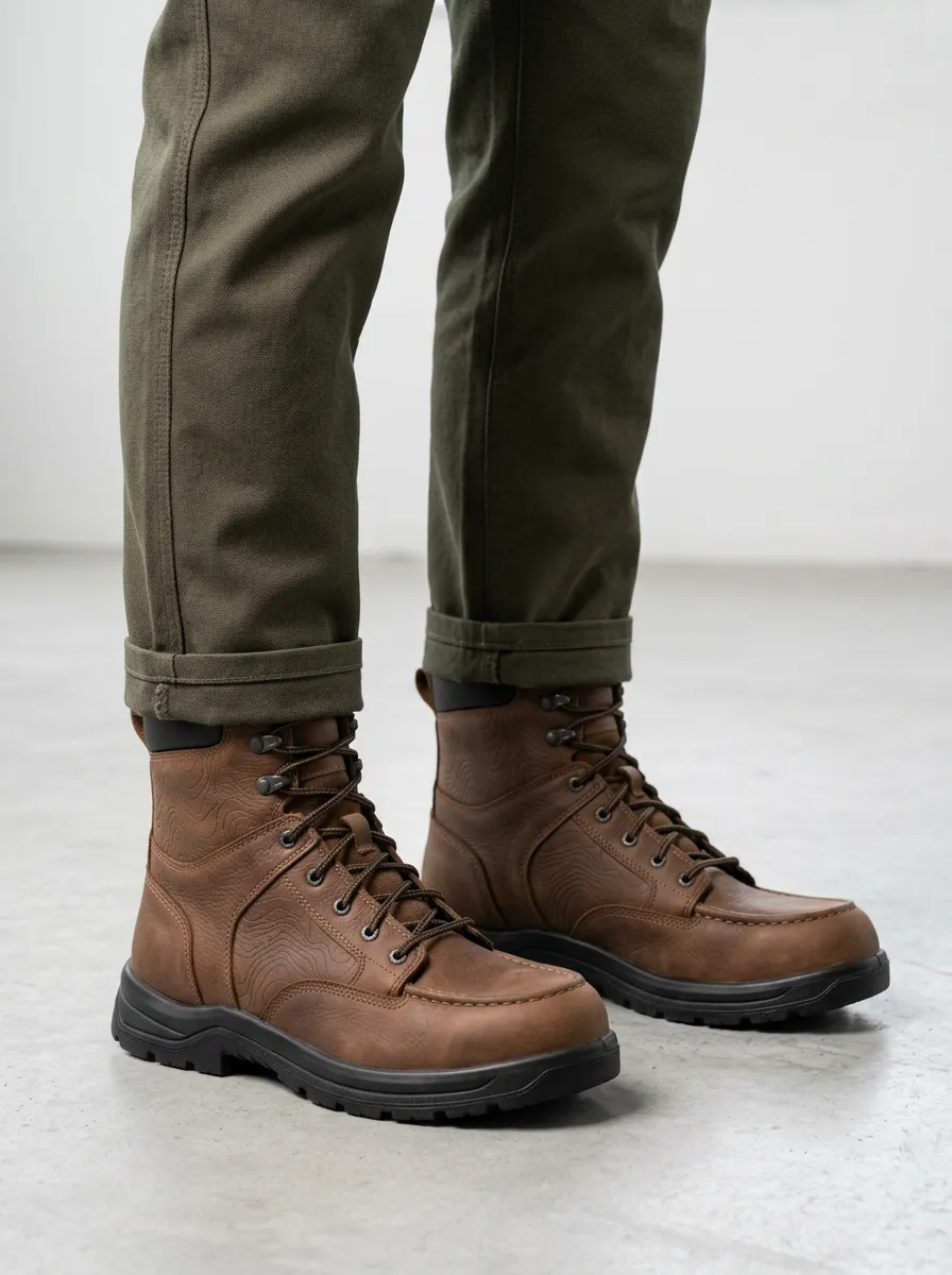 Unisex Distinctive Outdoor Enthusiast Topographic Map Print Work Boots