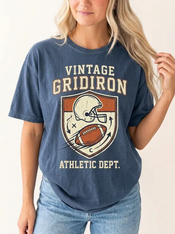 Women's Vintage Gridiron Football Helmet Printed T-Shirt