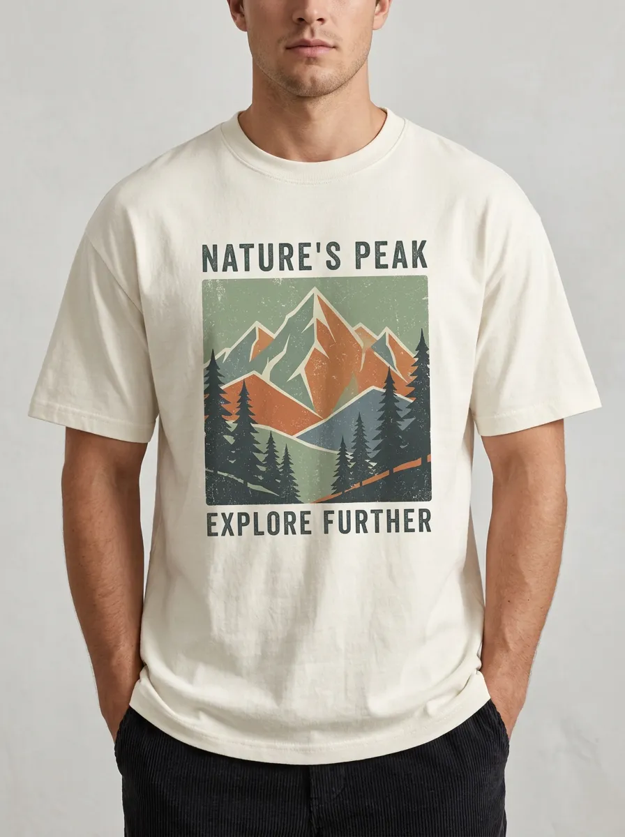 Men's Forest Mountain Nature Printed T-Shirt