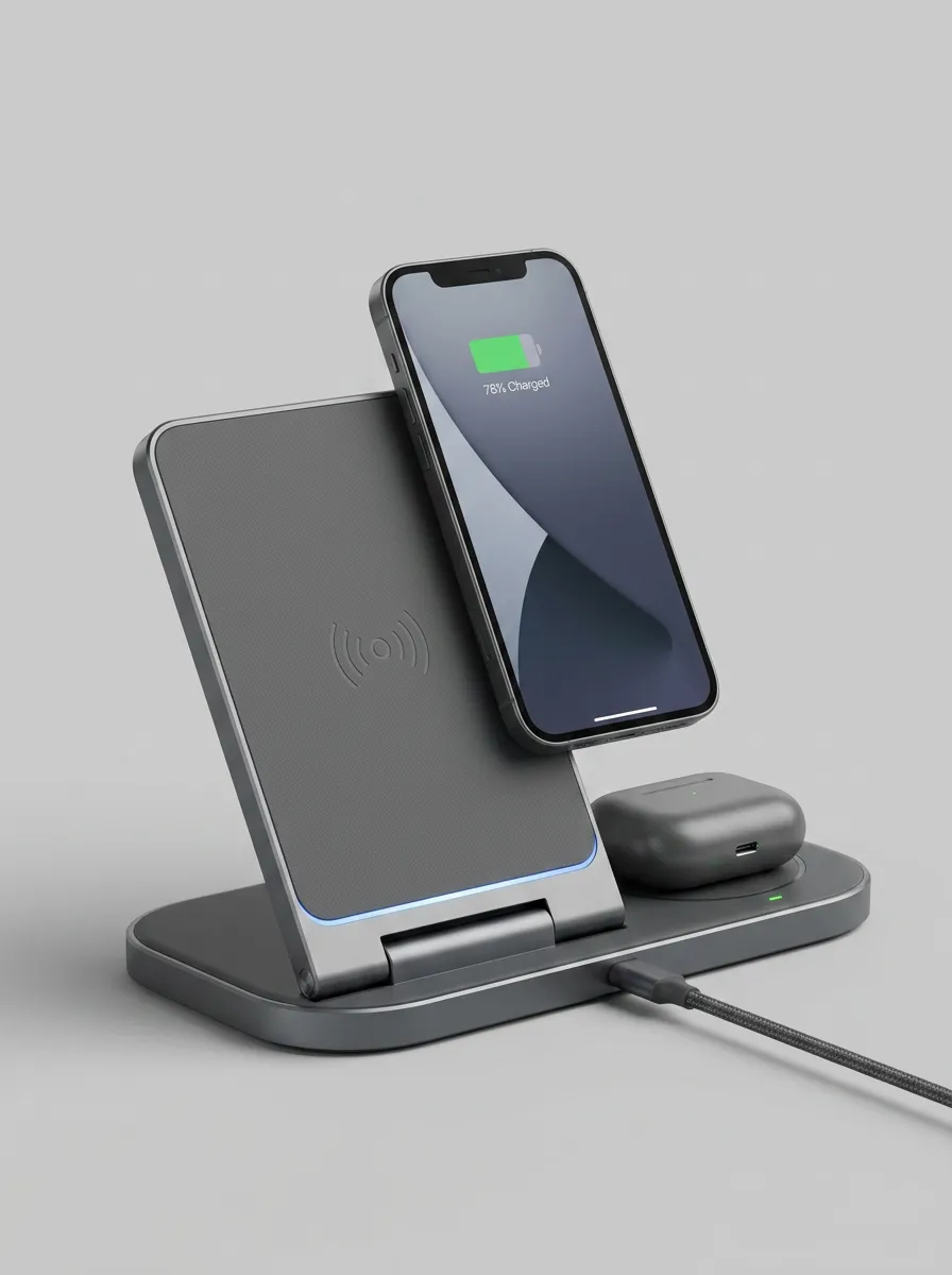 Tech Enthusiast Wireless 3-in-1 Foldable Printed Charging Station