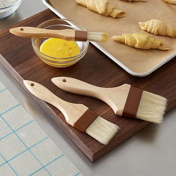 Boar Bristle Pastry Basting Brush Set with Wood Handles