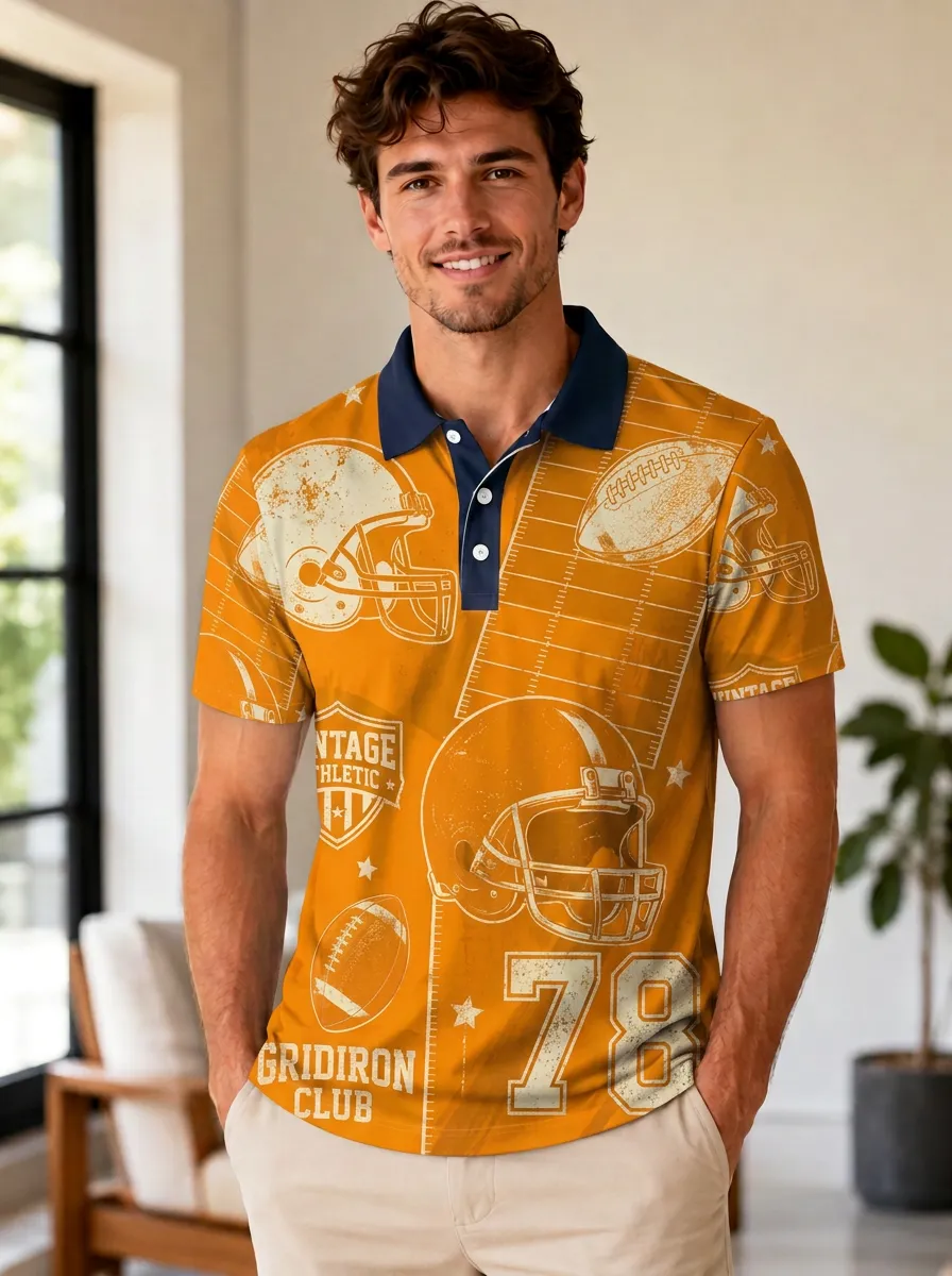 Men's Gridiron Vintage Polo Shirt