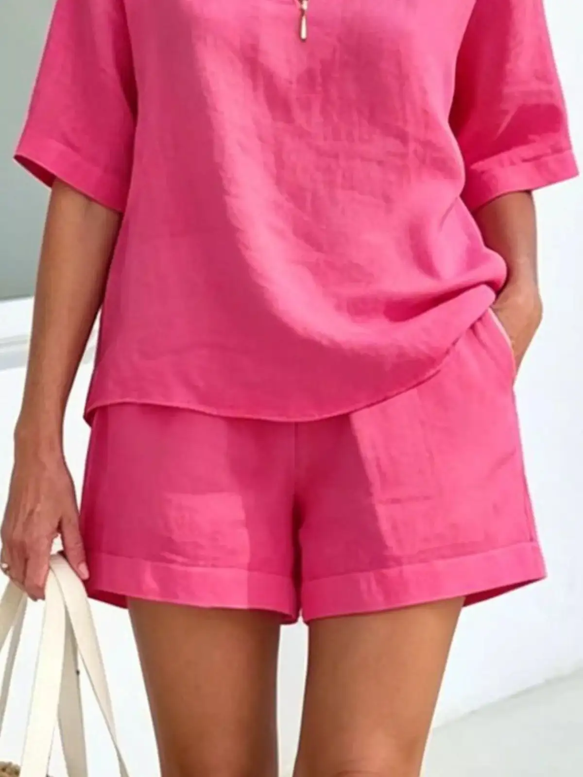 Tailored Refined Pocketed Top and Shorts Matching Set