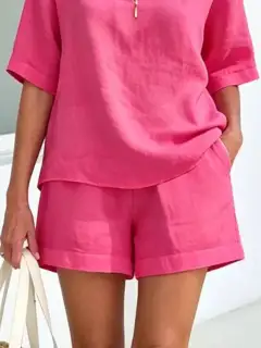 Tailored Refined Pocketed Top and Shorts Matching Set