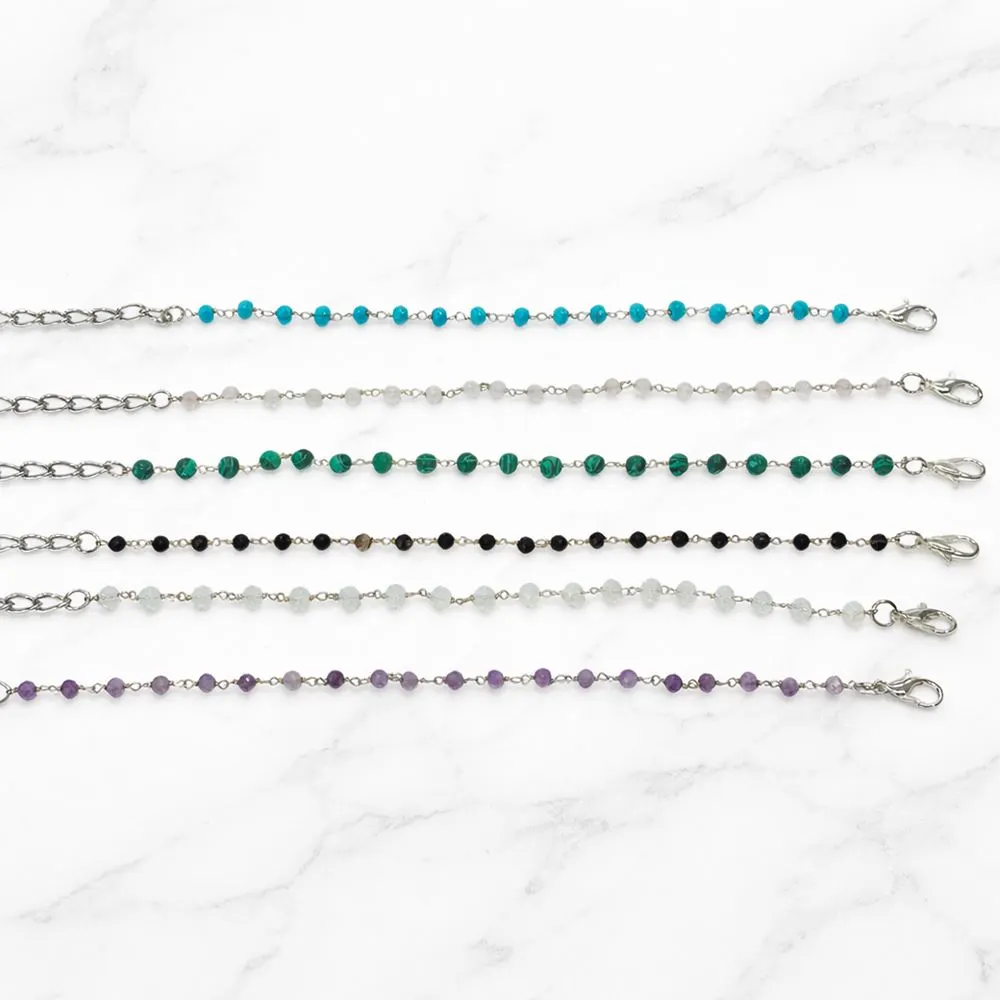 Adjustable Chain Gemstone -Plated Bracelet