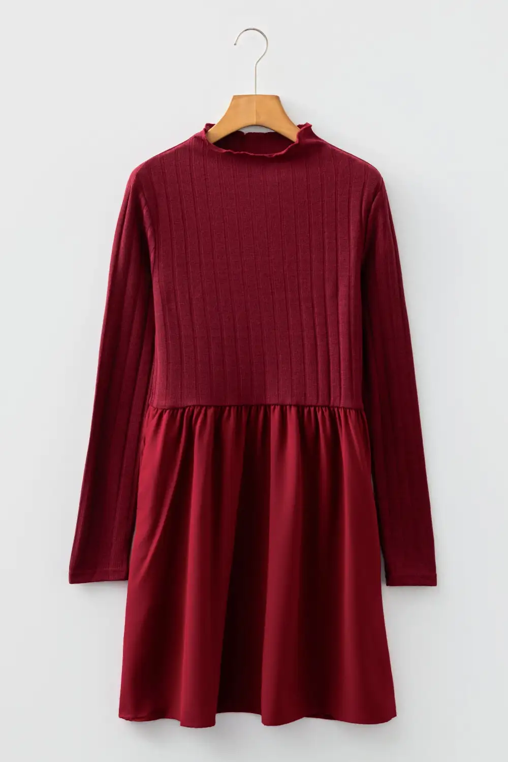 Polished Detail Patchwork Ribbed Knit Mini Dress