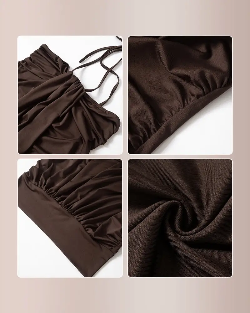 Halter Neck Draped Backless Mini Dress