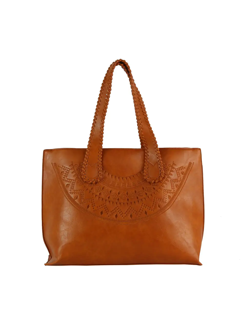 Stitched Handle Embossed Tote Bag