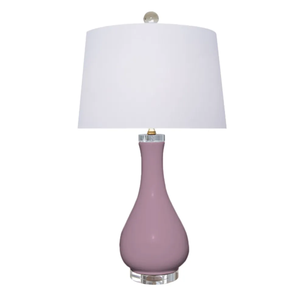 Teardrop Porcelain Drum-Shade Table Lamp