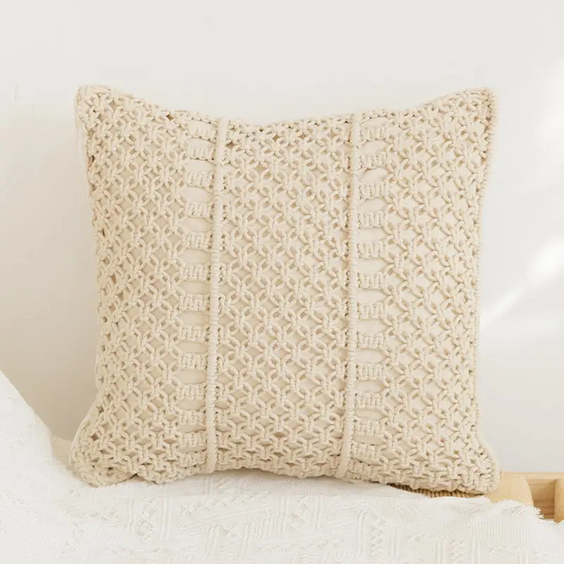 Knitted Boho Macrame Decorative Throw Blanket