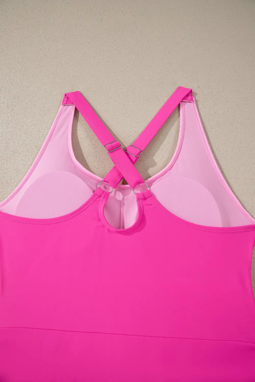 Contrast Trim Neckline Swim Dress