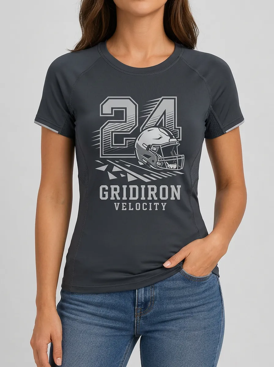 Women's Football Fan 24 Gridiron Helmet Printed T-shirt