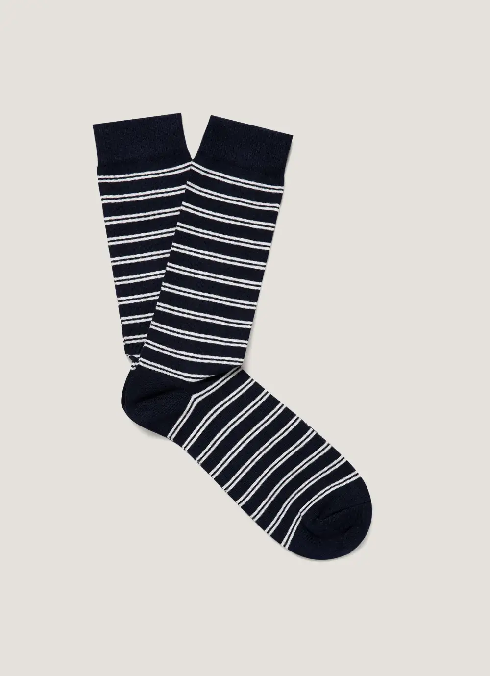 Navy Stripe Cotton Crew Socks