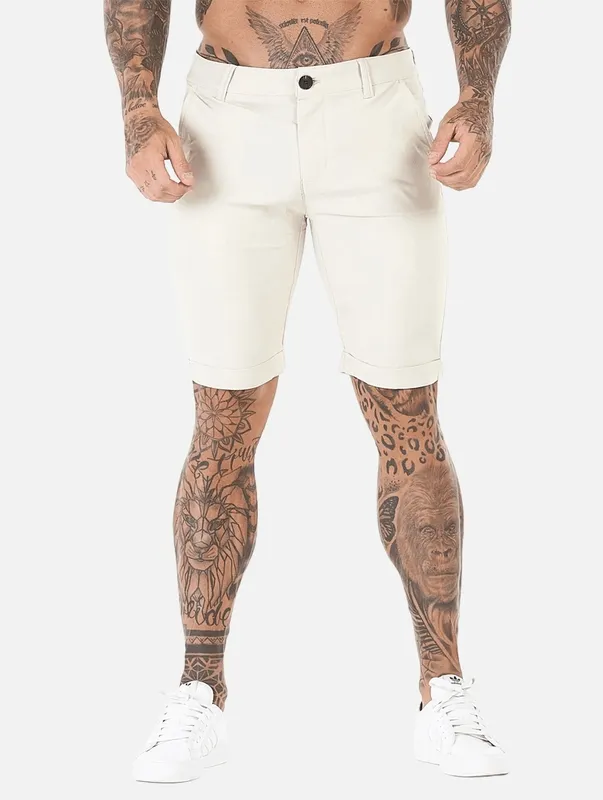 Beige Stretch Shorts