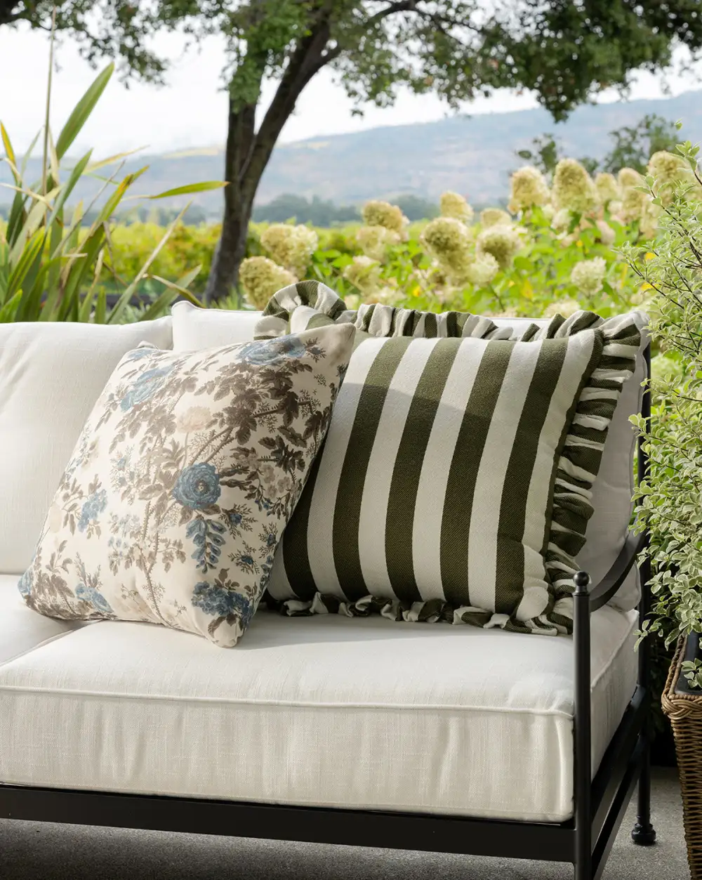 Ruffled-Edge Indoor-Outdoor Pillow