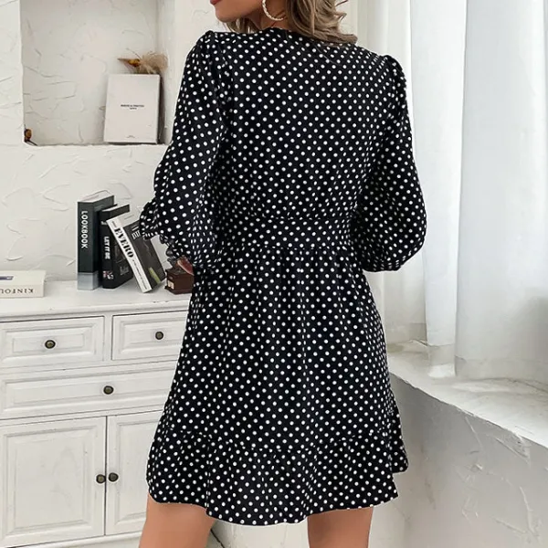Women's Delicate Wrap Long-Sleeve Ruffled Dress