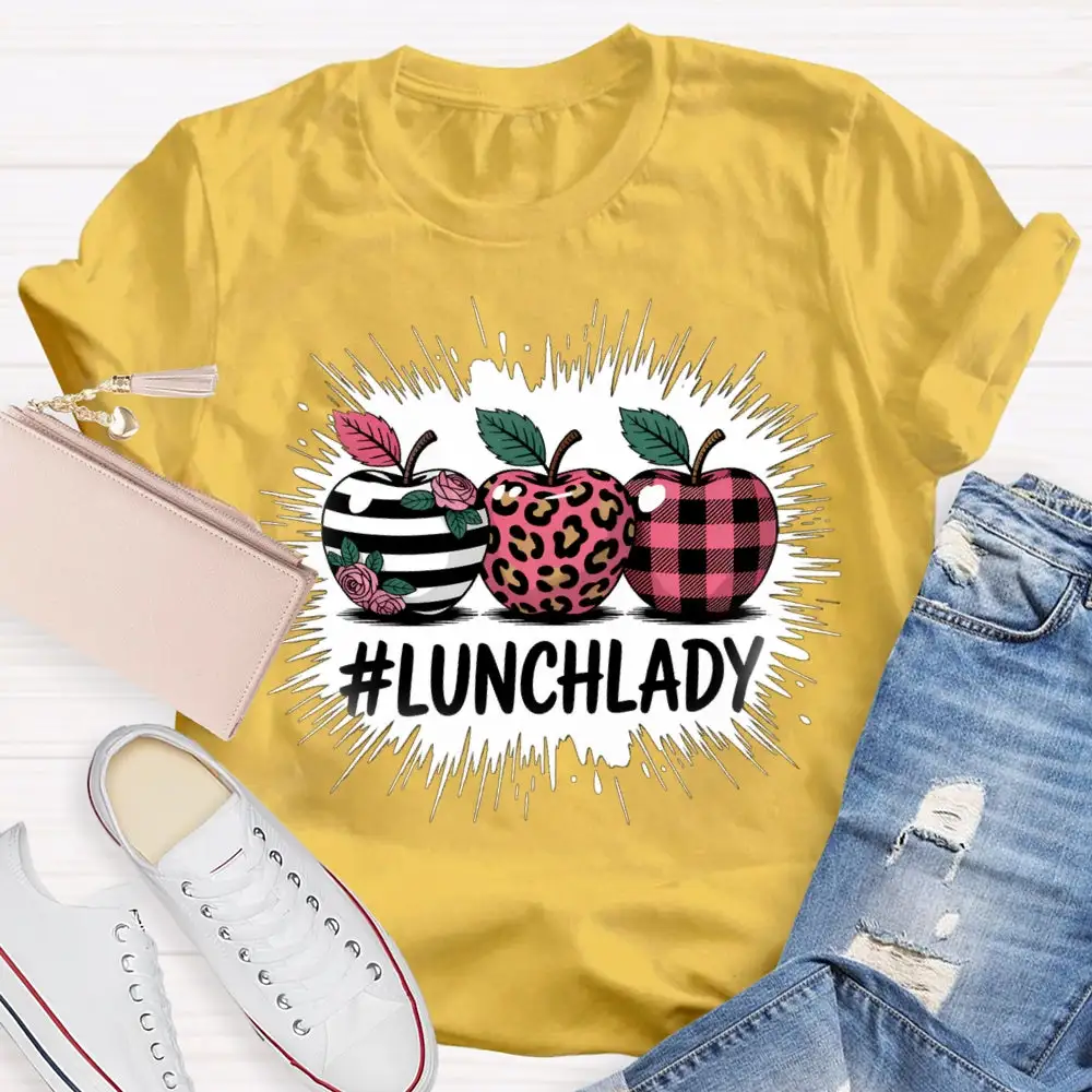 Lunch Lady Red Leopard Print Apple T-Shirt