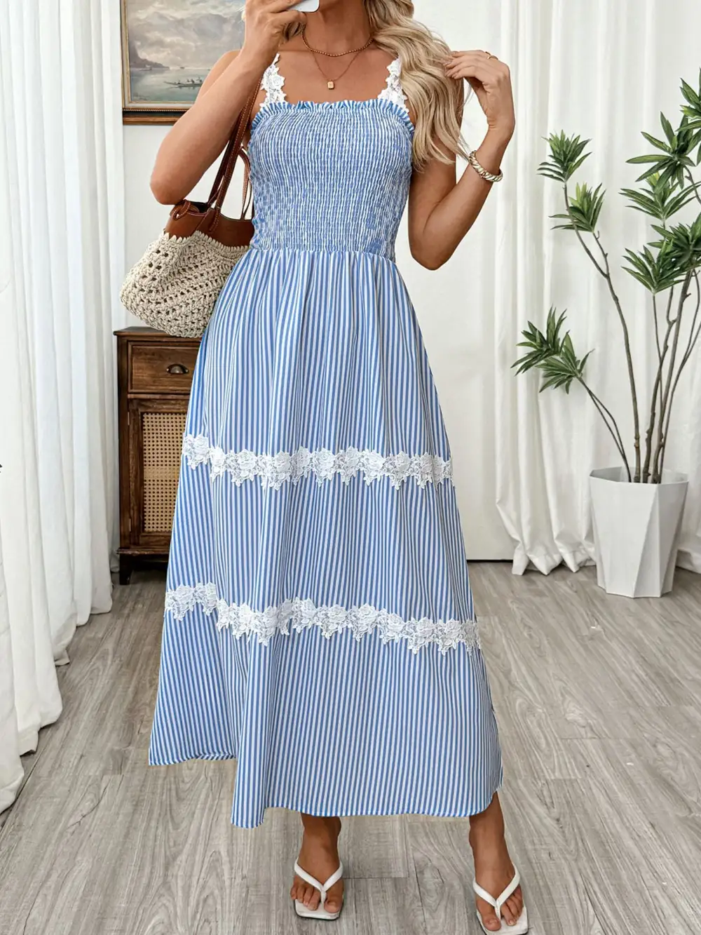Elegant Smocked Midi Dress