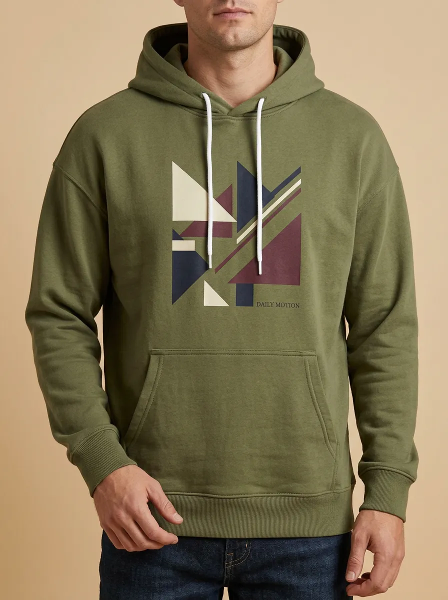 Men's Modern Geometric Abstract Art Print Hoodie