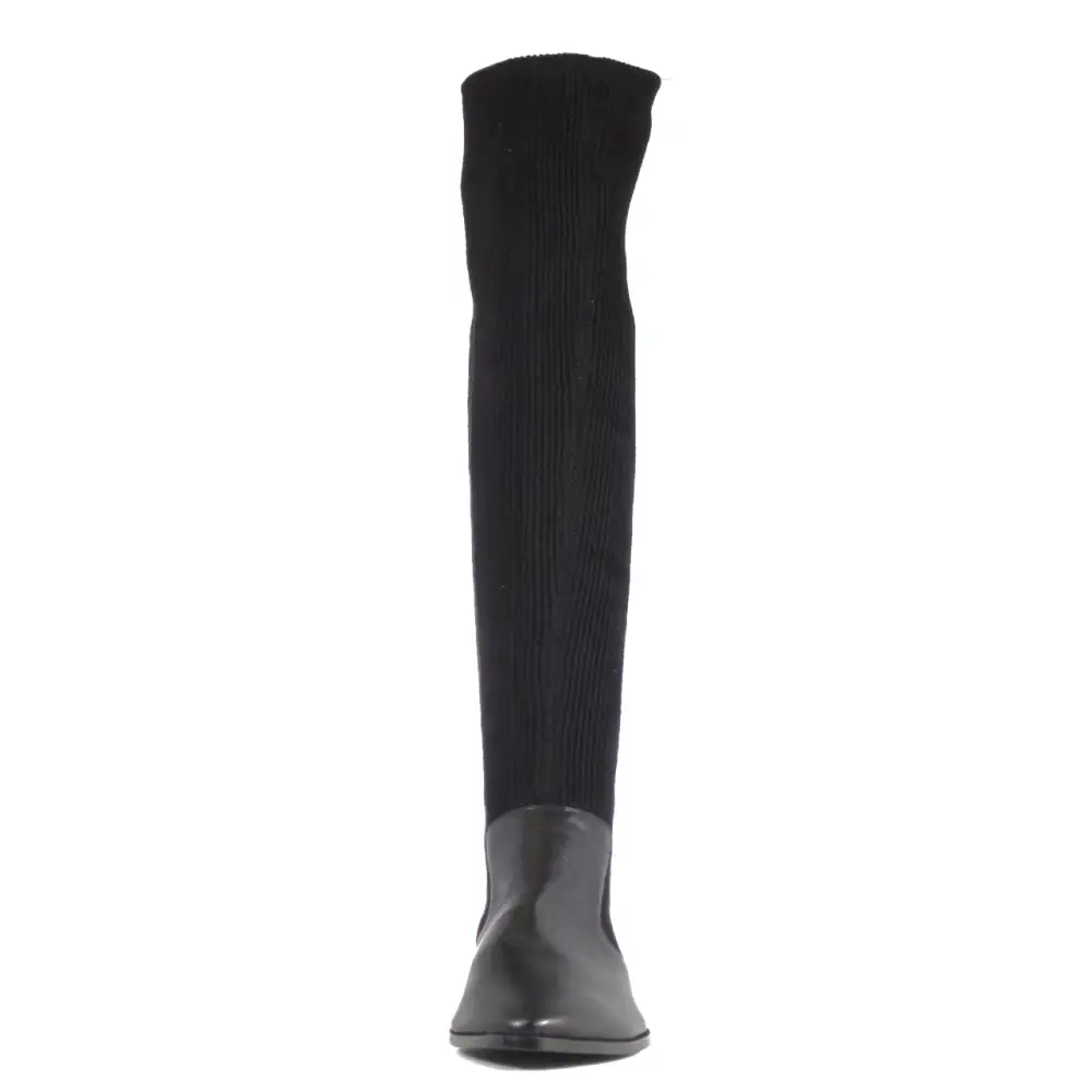 Mixed Material Sock Stretch Knee High Boots