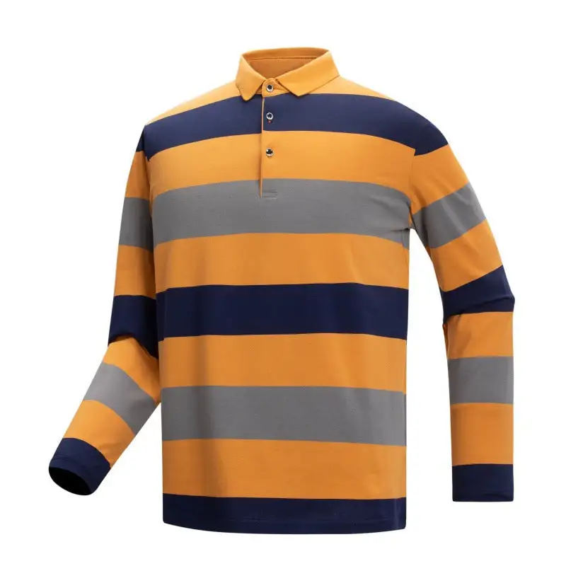 Men's Long-Sleeve Polo Shirt With Stripes