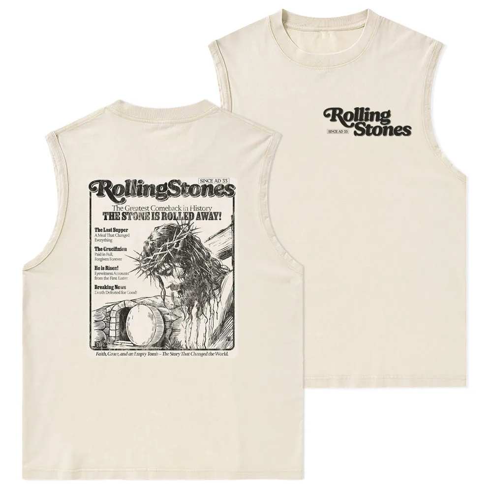 The Stone Was Rolled Away Resurrection Christian Washed Tank Top