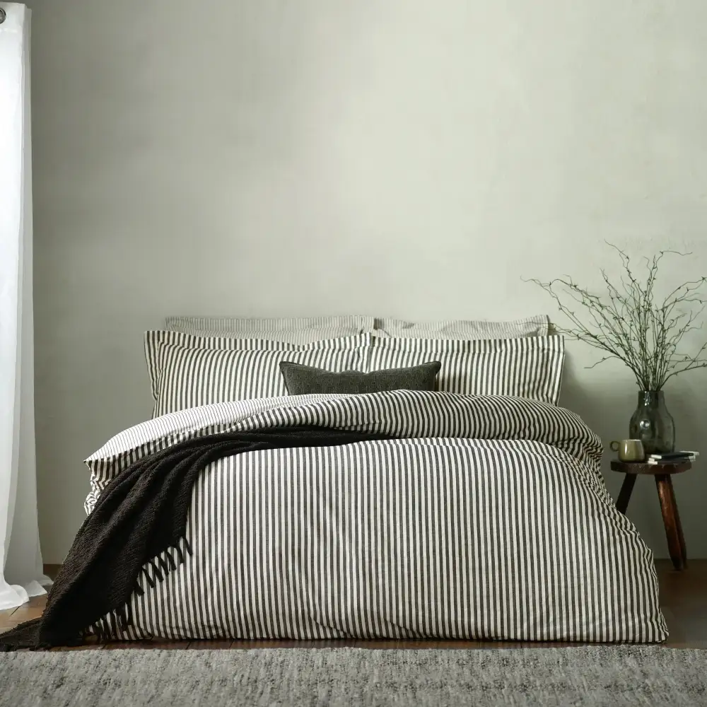 Timeless Bedroom Reversible Stripe Cotton Duvet Cover Set