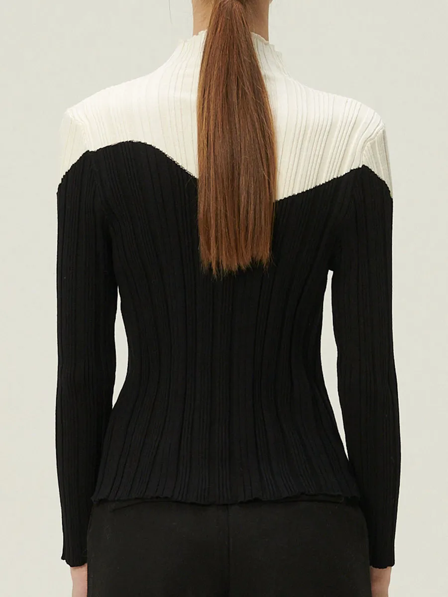 Color Block Ribbed Knit Top