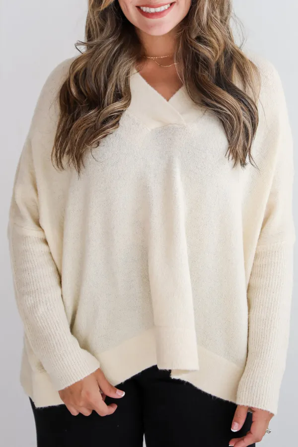 Long Dolman Sleeves Ivory Sweater