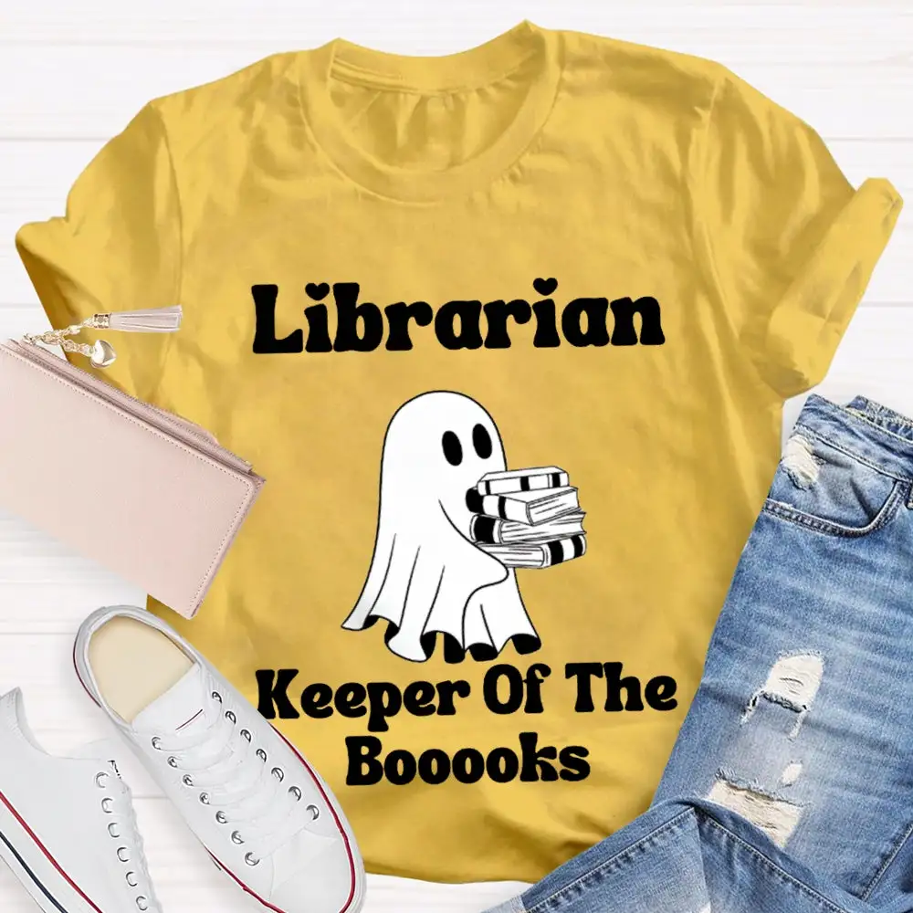 Librarian Keeper Of The Booooks Funny Halloween Spooky Librarian T-Shirt