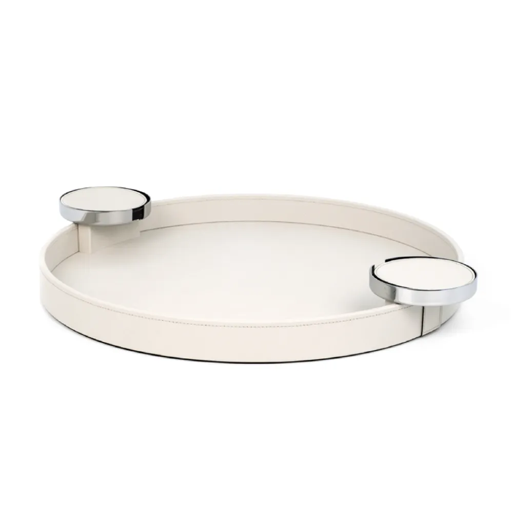 Round Tray with Coaster Holders