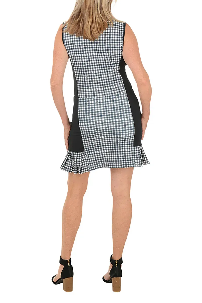 Painted Gingham Pique Sleeveless Dress