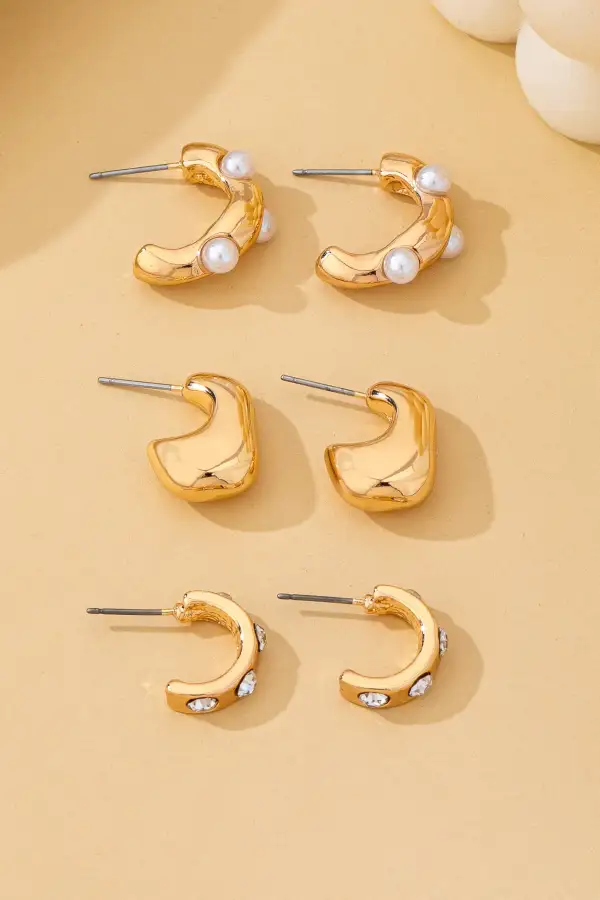 Rhinestone Pearl Curated Hoop arring