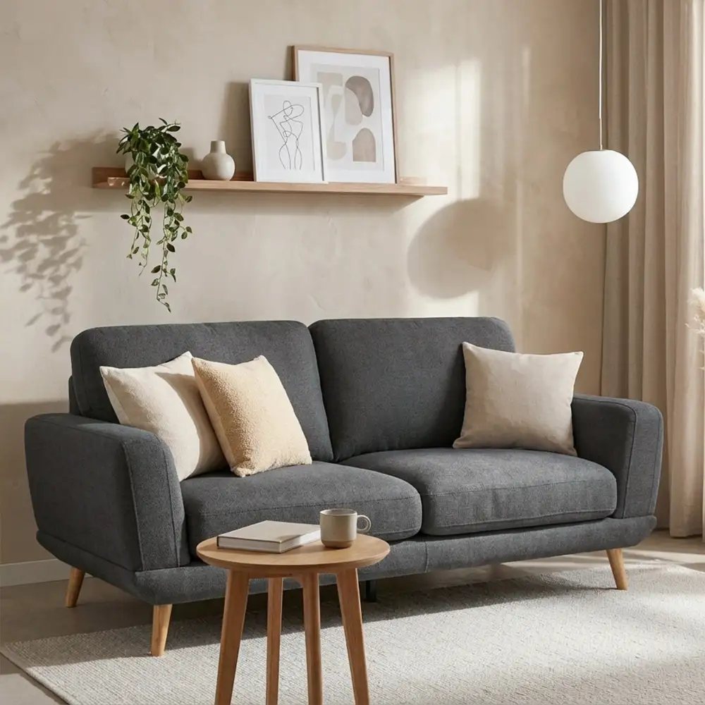 Chenille Cushioned Living Room Sofa