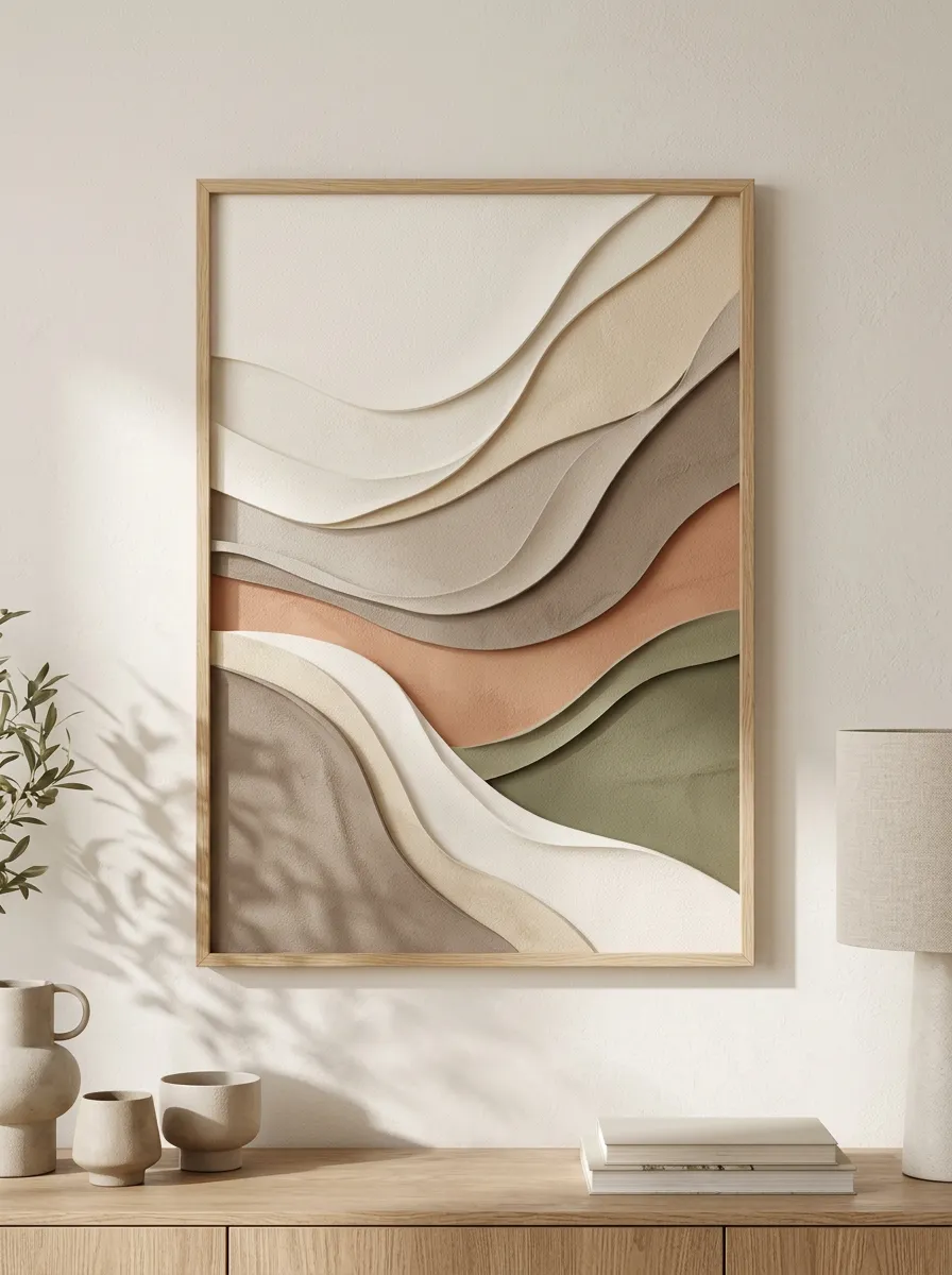 Minimalist Abstract Wavy Layered Printed Wall Art