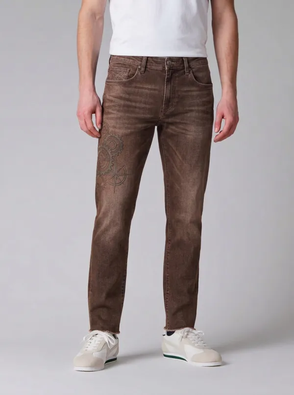 Men's Ridge Steampunk Gear Compass Graphic Stretch Jeans