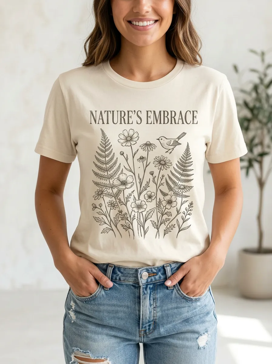 Nature Lover Wildflower Bird T-Shirt