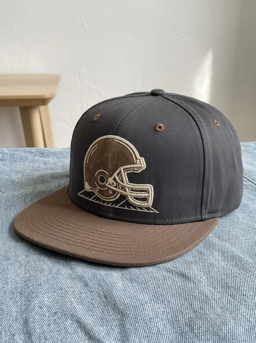 Men's American Football Fan Brown Helmet Embroidered Cap