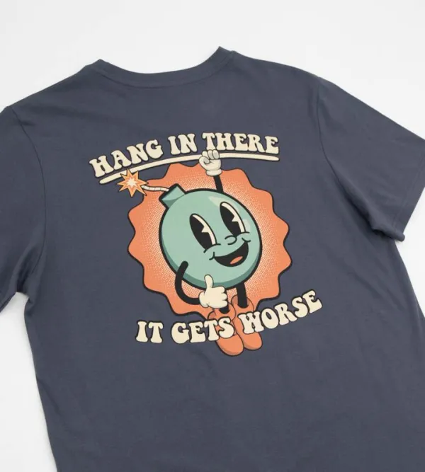 Cartoon Bomb Graphic Navy Blue T-Shirt